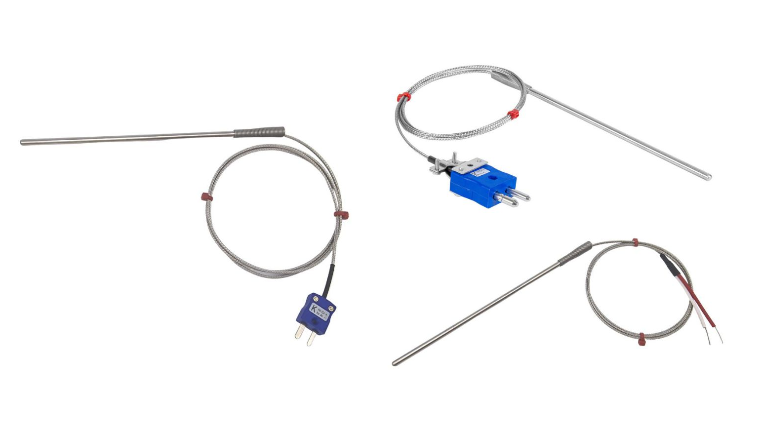 General Purpose Thermocouple Probe, Glassfibre insulated Cable with Stainless Steel Over-Braid