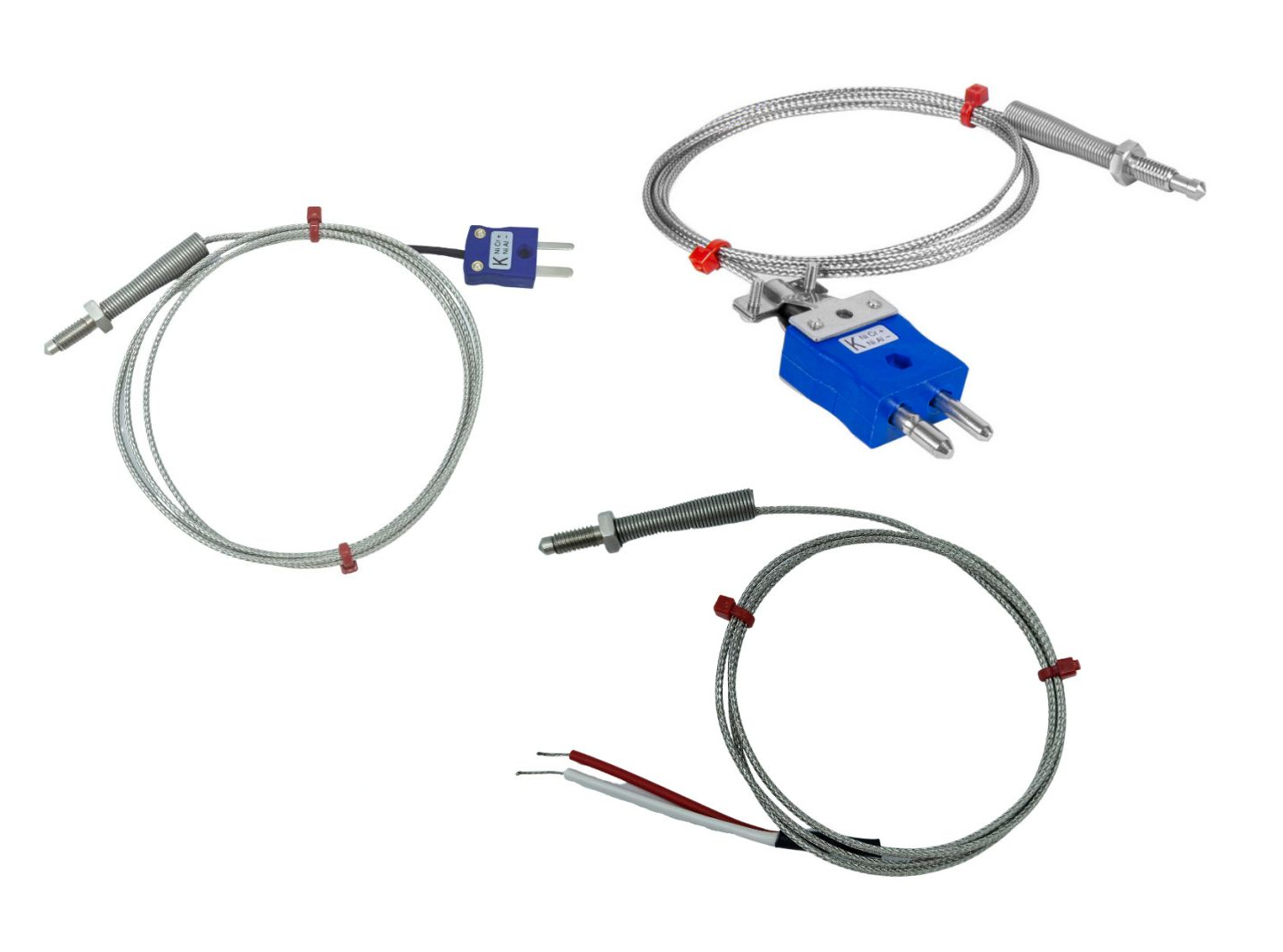 Nozzle Thermocouple, Glassfibre insulated Cable with Stainless Steel Over-Braid