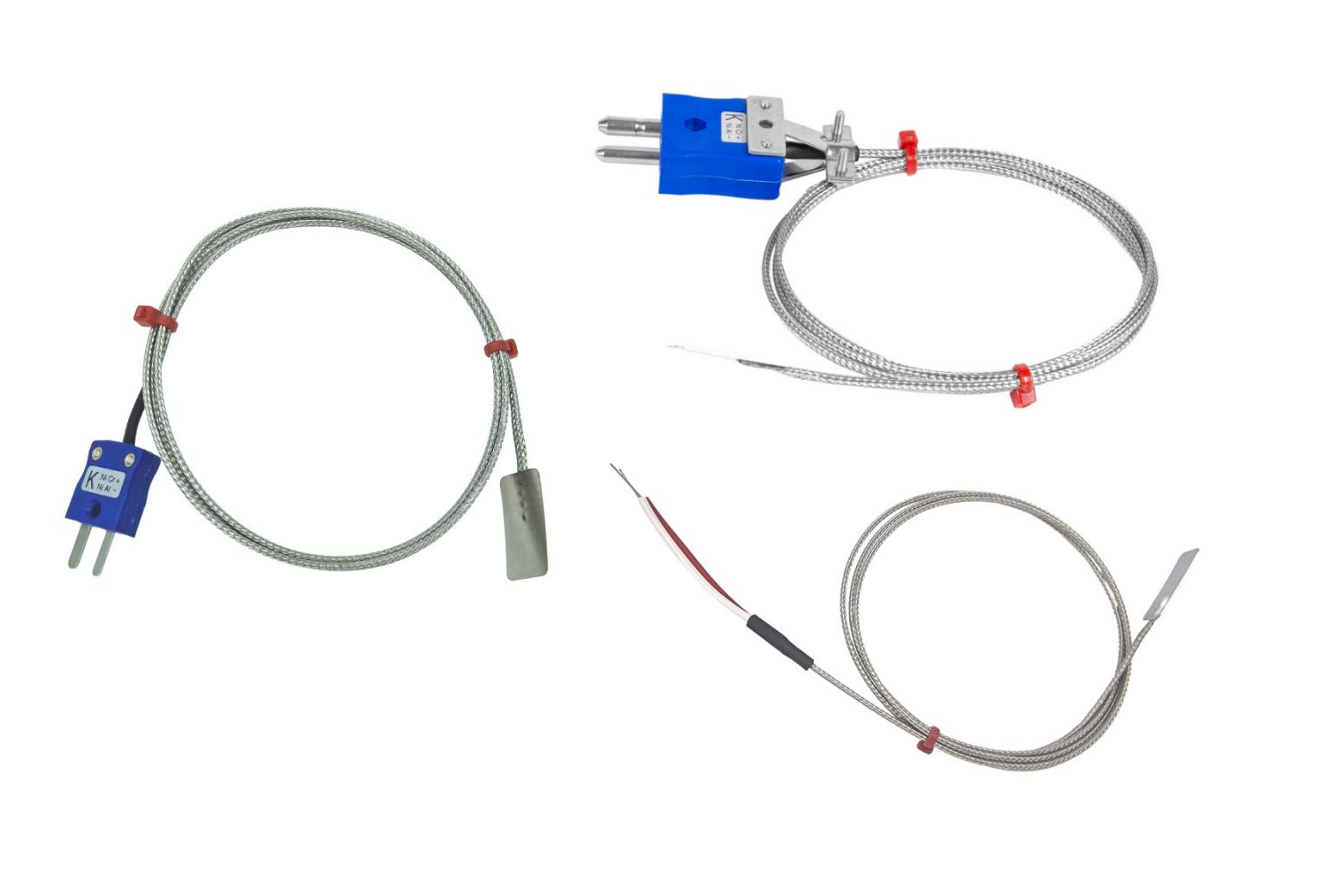 Leaf Thermocouple, Glassfibre insulated Cable with Stainless Steel Over-Braid