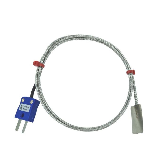 Leaf Thermocouple, Glassfibre insulated Cable with Stainless Steel Over-Braid - Type K JIS with Miniature Plug Termination