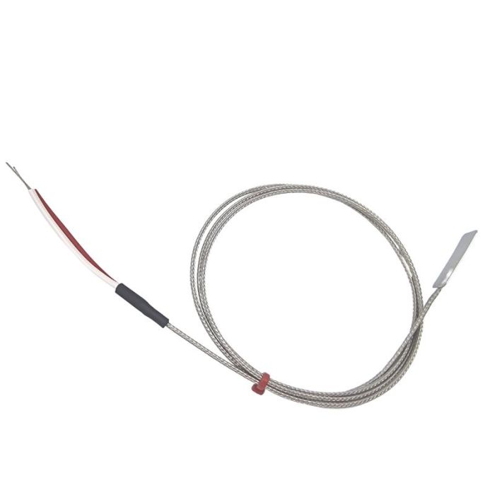 Leaf Thermocouple, Glassfibre insulated Cable with Stainless Steel Over-Braid - Type K JIS with Bare Tails Termination