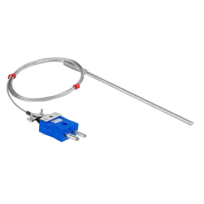 General Purpose Thermocouple Probe, Glassfibre insulated Cable with Stainless Steel Over-Braid - Type K JIS with Standard Plug Termination