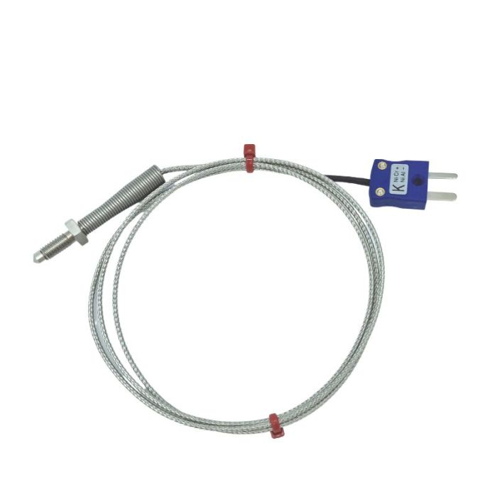 Nozzle Thermocouple, Glassfibre insulated Cable with Stainless Steel Over-Braid - Type K JIS with Miniature Plug Termination