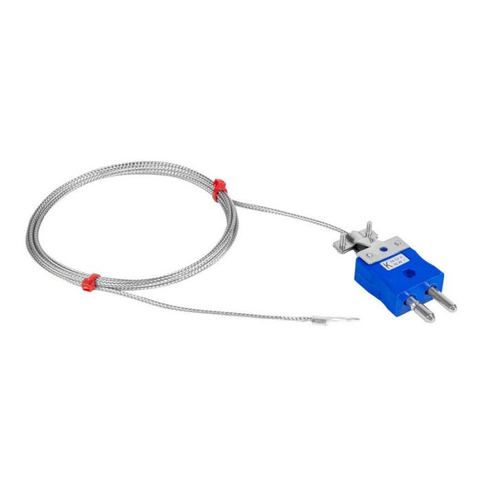 Washer Thermocouple, Glassfibre insulated Cable with Stainless Steel Over-Braid - Type K JIS with Standard Plug Termination