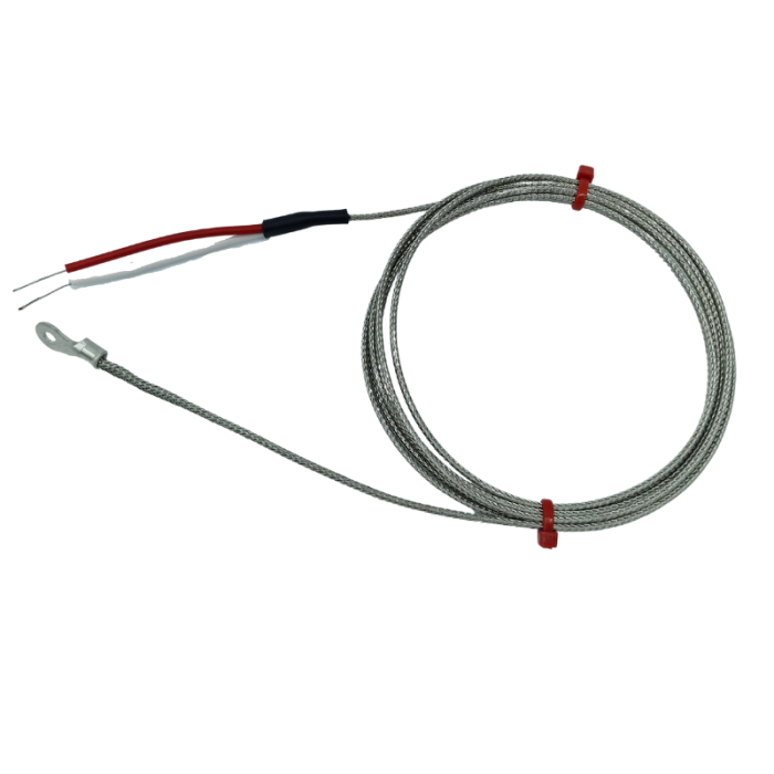 Washer Thermocouple, Glassfibre insulated Cable with Stainless Steel Over-Braid - Type K JIS with Bare Tails Termination