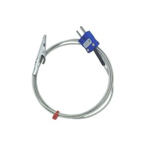 Crocodile Clip Thermocouple with Glassfibre Stainless Steel Overbraided Cable - JIS Type K - 3m length