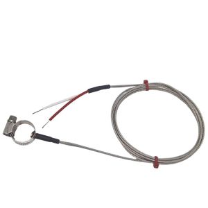 Pipe Surface Thermocouple, Glassfibre stainless steel overbraid - JIS Type K- to suit 13-20mm pipe diameter