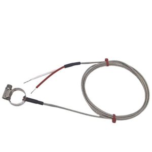 Pipe Surface Thermocouple, Glassfibre stainless steel overbraid - JIS Type K- to suit 22-30mm pipe diameter