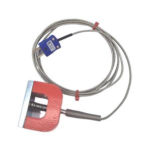 JIS Type K 11.8kg Pull Power (Horseshoe) Magnet Thermocouple, PFA Insulated Cable with Stainless Steel Over-Braid Terminating in Miniature Plug - 1.5m