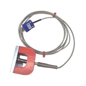 JIS Type K 11.8kg Pull Power (Horseshoe) Magnet Thermocouple, PFA Insulated Cable with Stainless Steel Over-Braid Terminating in Miniature Plug - 3m