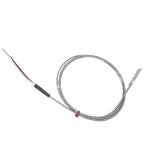 Leaf Thermocouple, Glassfibre insulated Cable with Stainless Steel Over-Braid - Type K JIS with Bare Tails Termination - 2m length