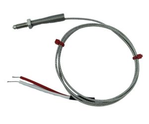 Nozzle Thermocouple, Glassfibre insulated Cable with Stainless Steel Over-Braid - Type K JIS with Bare Tails Termination - 2m Length