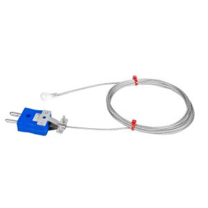 Washer Thermocouple, Glassfibre insulated Cable with Stainless Steel Over-Braid - Type K JIS with Standard Plug Termination and 4.0mm Washer Hole Size