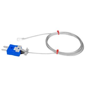 Washer Thermocouple, Glassfibre insulated Cable with Stainless Steel Over-Braid - Type K JIS with Standard Plug Termination and 8.0mm Washer Hole Size